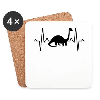 Battement de cœur de dinosaure - Dessous de verre (lot de 4) - blanc - Devant