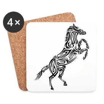 Tatouage tribal de cheval - Dessous de verre (lot de 4) - blanc - Devant