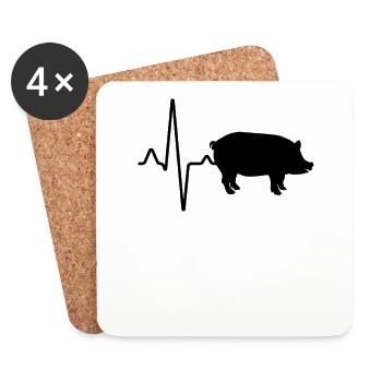 Pig Heartbeat - Coasters (set of 4) - white - Front