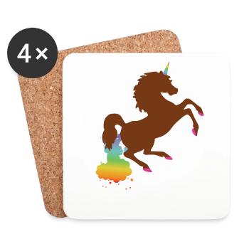 Arc-en-ciel licorne - Dessous de verre (lot de 4) - blanc - Devant