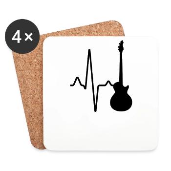 Guitare électrique Heartbeat - Dessous de verre (lot de 4) - blanc - Devant