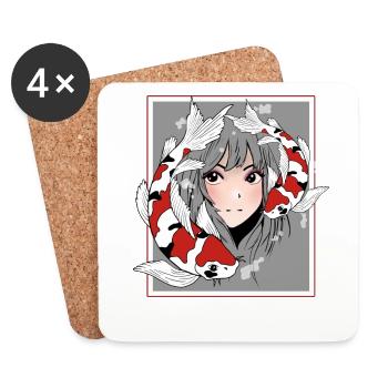 Manga Anime Otaku Koi - Coasters (set of 4) - white - Front