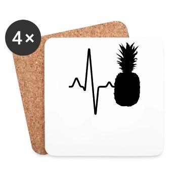 Pineapple heartbeat - Coasters (set of 4) - white - Front