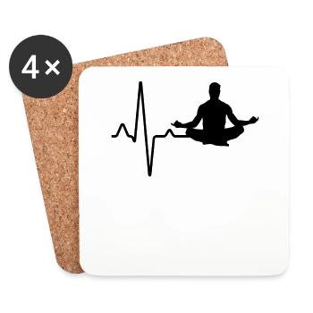 Yoga Meditation Heartbeat - Coasters (set of 4) - white - Front