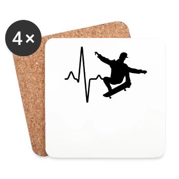 rythme cardiaque du patineur - Dessous de verre (lot de 4) - blanc - Devant