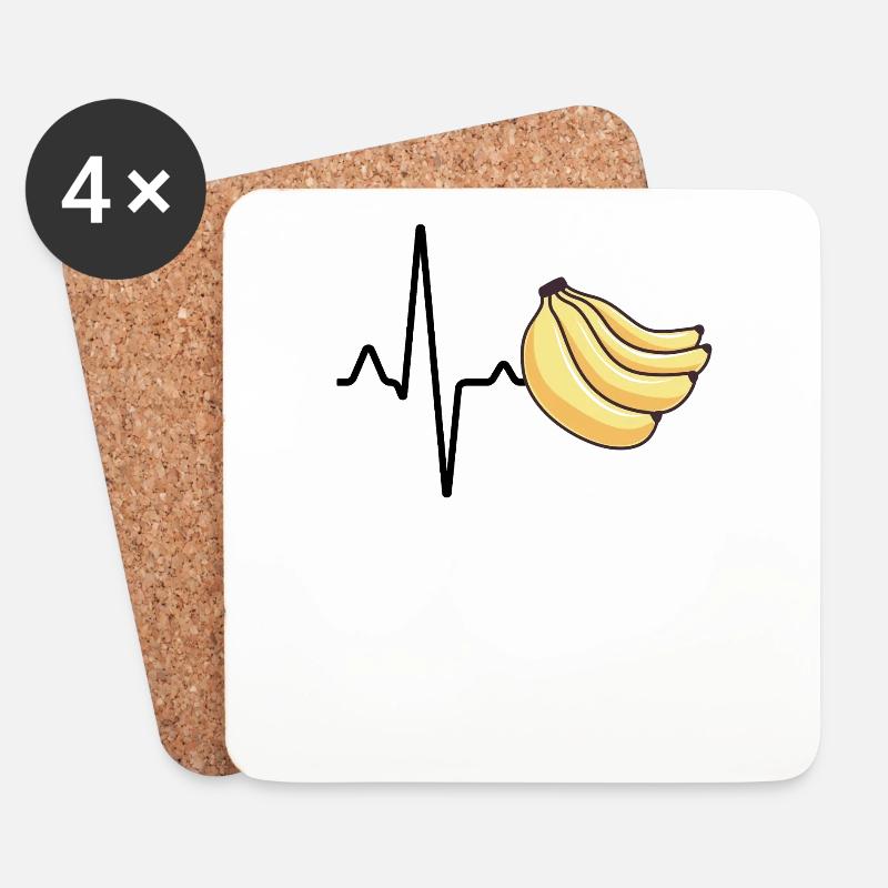 Banane Herzschlag - Untersetzer (4er-Set) - Weiß