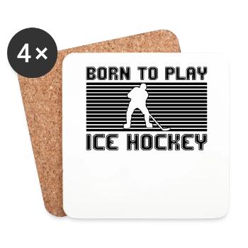 Hockey sur glace - Dessous de verre (lot de 4) - blanc - Devant