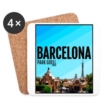 Barcelona City Spain Park Guell Barca - Coasters (set of 4) - white - Front