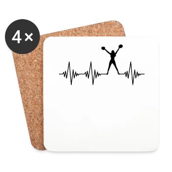 battements de cœur de cheerleading - Dessous de verre (lot de 4) - blanc - Devant
