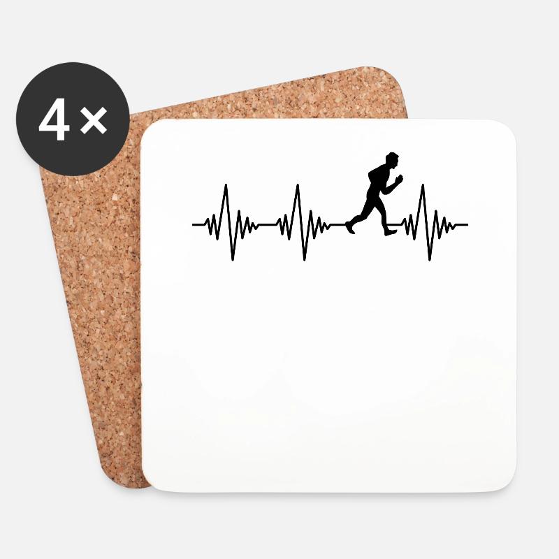 Joggen Herzschlag - Untersetzer (4er-Set) - Weiß