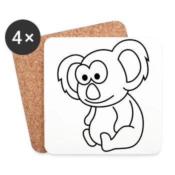 Koala Comic Animal - Dessous de verre (lot de 4) - blanc - Devant