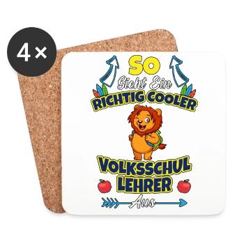 Volksschullehrer Volksschule Lehrkraft Lehrer - Untersetzer (4er-Set) - Weiß - Vorne