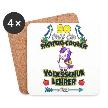Volksschullehrer Volksschule Lehrkraft Lehrer - Untersetzer (4er-Set) - Weiß - Vorne