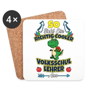 Volksschullehrer Volksschule Lehrkraft Lehrer - Untersetzer (4er-Set) - Weiß - Vorne