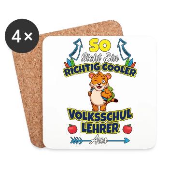 Volksschullehrer Volksschule Lehrkraft Lehrer - Untersetzer (4er-Set) - Weiß - Vorne