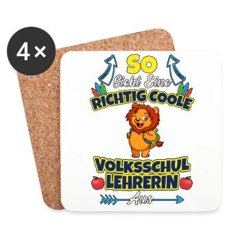 Volksschullehrerin Volksschule Lehrkraft Lehrerin - Untersetzer (4er-Set) - Weiß - Vorne