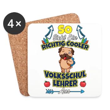 Volksschullehrer Volksschule Lehrkraft Lehrer - Untersetzer (4er-Set) - Weiß - Vorne