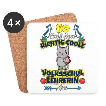 Volksschullehrerin Volksschule Lehrkraft Lehrerin - Untersetzer (4er-Set) - Weiß - Vorne