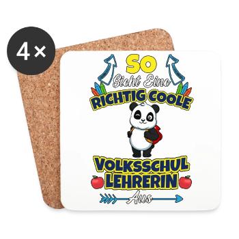 Volksschullehrerin Volksschule Lehrkraft Lehrerin - Untersetzer (4er-Set) - Weiß - Vorne