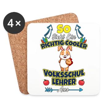 Volksschullehrer Volksschule Lehrkraft Lehrer - Untersetzer (4er-Set) - Weiß - Vorne