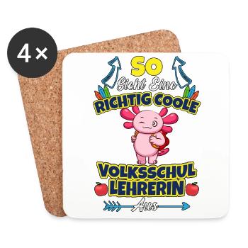Volksschullehrerin Volksschule Lehrkraft Lehrerin - Untersetzer (4er-Set) - Weiß - Vorne