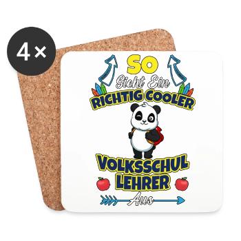Volksschullehrer Volksschule Lehrkraft Lehrer - Untersetzer (4er-Set) - Weiß - Vorne