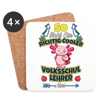 Volksschullehrer Volksschule Lehrkraft Lehrer - Untersetzer (4er-Set) - Weiß - Vorne