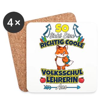 Volksschullehrerin Volksschule Lehrkraft Lehrerin - Untersetzer (4er-Set) - Weiß - Vorne