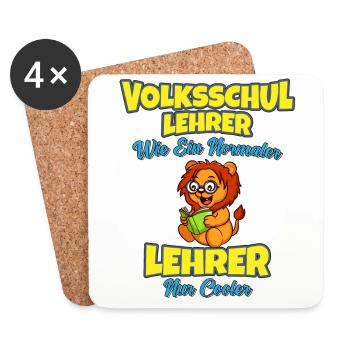 Volksschullehrer Volksschule Lehrkraft Lehrer - Untersetzer (4er-Set) - Weiß - Vorne