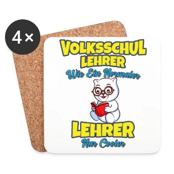 Volksschullehrer Volksschule Lehrkraft Lehrer - Untersetzer (4er-Set) - Weiß - Vorne