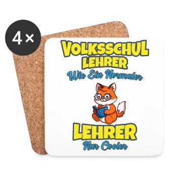 Volksschullehrer Volksschule Lehrkraft Lehrer - Untersetzer (4er-Set) - Weiß - Vorne