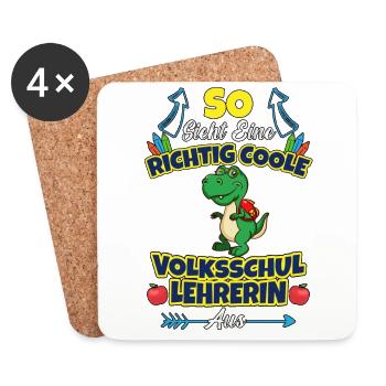 Volksschullehrerin Volksschule Lehrkraft Lehrerin - Untersetzer (4er-Set) - Weiß - Vorne