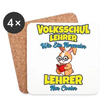Volksschullehrer Volksschule Lehrkraft Lehrer - Untersetzer (4er-Set) - Weiß - Vorne