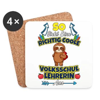 Volksschullehrerin Volksschule Lehrkraft Lehrerin - Untersetzer (4er-Set) - Weiß - Vorne