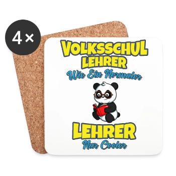 Volksschullehrer Volksschule Lehrkraft Lehrer - Untersetzer (4er-Set) - Weiß - Vorne