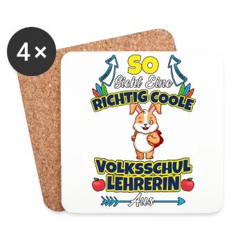 Volksschullehrerin Volksschule Lehrkraft Lehrerin - Untersetzer (4er-Set) - Weiß - Vorne