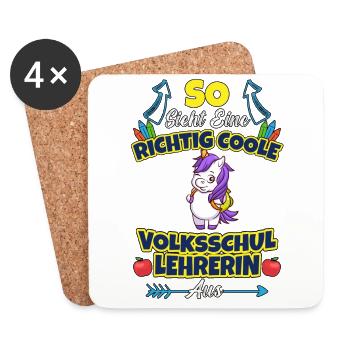 Volksschullehrerin Volksschule Lehrkraft Lehrerin - Untersetzer (4er-Set) - Weiß - Vorne