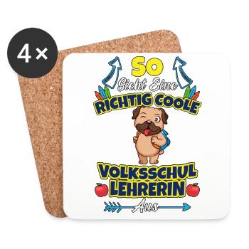 Volksschullehrerin Volksschule Lehrkraft Lehrerin - Untersetzer (4er-Set) - Weiß - Vorne