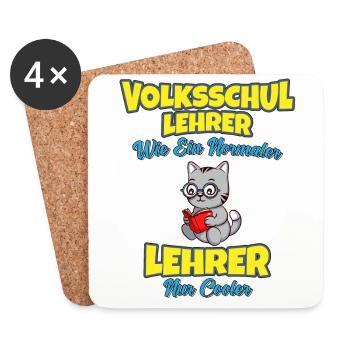 Volksschullehrer Volksschule Lehrkraft Lehrer - Untersetzer (4er-Set) - Weiß - Vorne