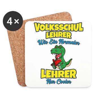 Volksschullehrer Volksschule Lehrkraft Lehrer - Untersetzer (4er-Set) - Weiß - Vorne