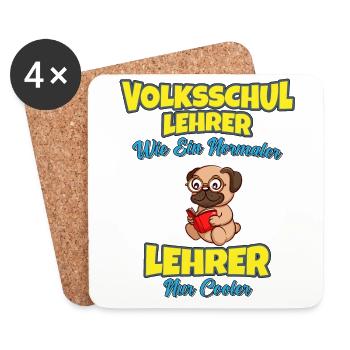 Volksschullehrer Volksschule Lehrkraft Lehrer - Untersetzer (4er-Set) - Weiß - Vorne