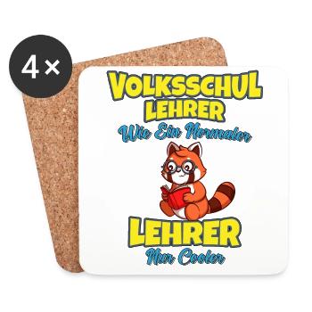 Volksschullehrer Volksschule Lehrkraft Lehrer - Untersetzer (4er-Set) - Weiß - Vorne