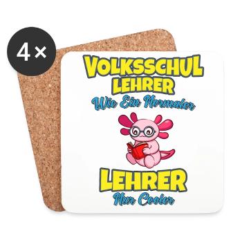 Volksschullehrer Volksschule Lehrkraft Lehrer - Untersetzer (4er-Set) - Weiß - Vorne