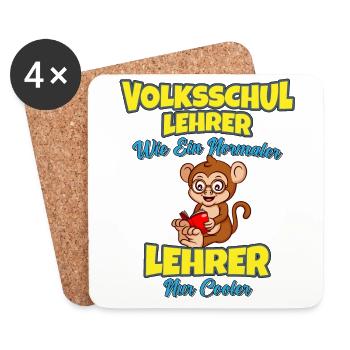 Volksschullehrer Volksschule Lehrkraft Lehrer - Untersetzer (4er-Set) - Weiß - Vorne