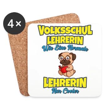 Volksschullehrerin Volksschule Lehrkraft Lehrerin - Untersetzer (4er-Set) - Weiß - Vorne