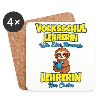 Volksschullehrerin Volksschule Lehrkraft Lehrerin - Untersetzer (4er-Set) - Weiß - Vorne