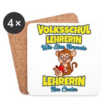 Volksschullehrerin Volksschule Lehrkraft Lehrerin - Untersetzer (4er-Set) - Weiß - Vorne