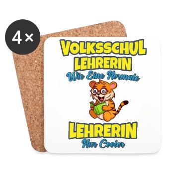 Volksschullehrerin Volksschule Lehrkraft Lehrerin - Untersetzer (4er-Set) - Weiß - Vorne