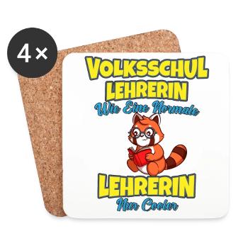 Volksschullehrerin Volksschule Lehrkraft Lehrerin - Untersetzer (4er-Set) - Weiß - Vorne