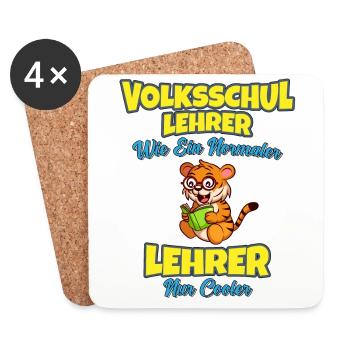 Volksschullehrer Volksschule Lehrkraft Lehrer - Untersetzer (4er-Set) - Weiß - Vorne